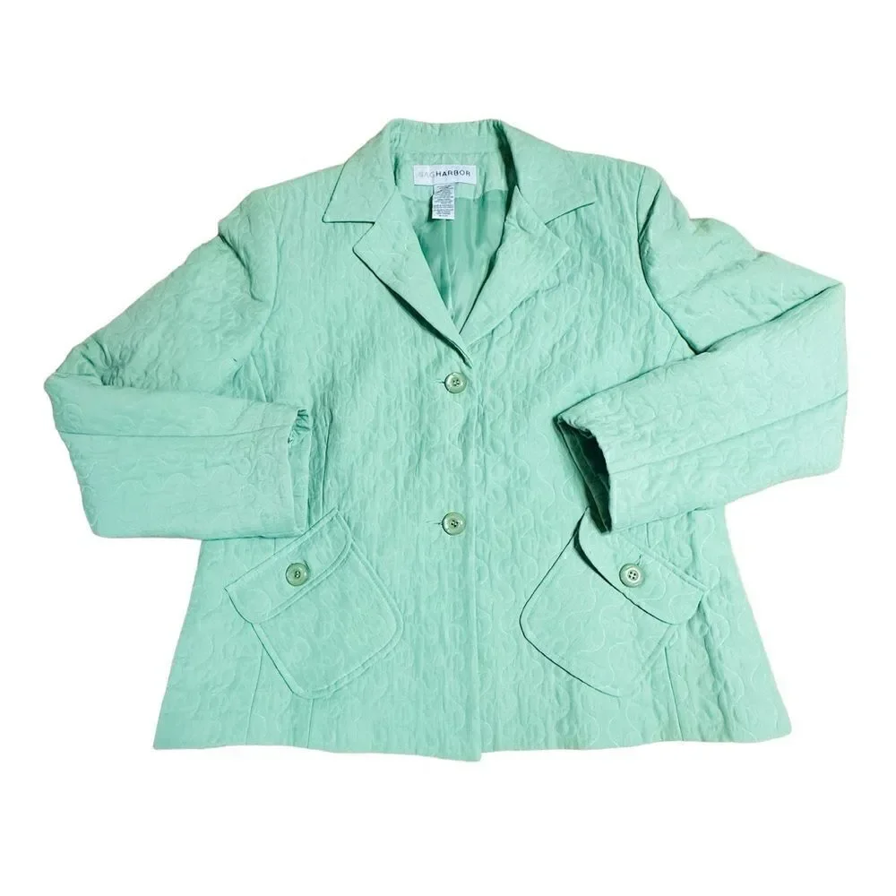 Vintage Mint Green Sag Harbor Quilt stitched  Blazer